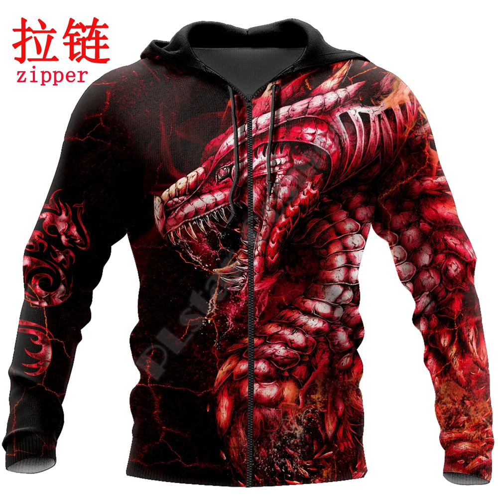 Sudadera con capucha Unisex Lava roja estampado 3D dragones mazmorras
