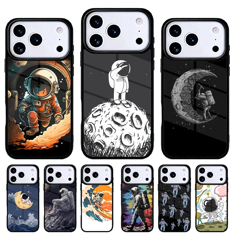 Carcasa para iPhone con diseño astronauta y luna