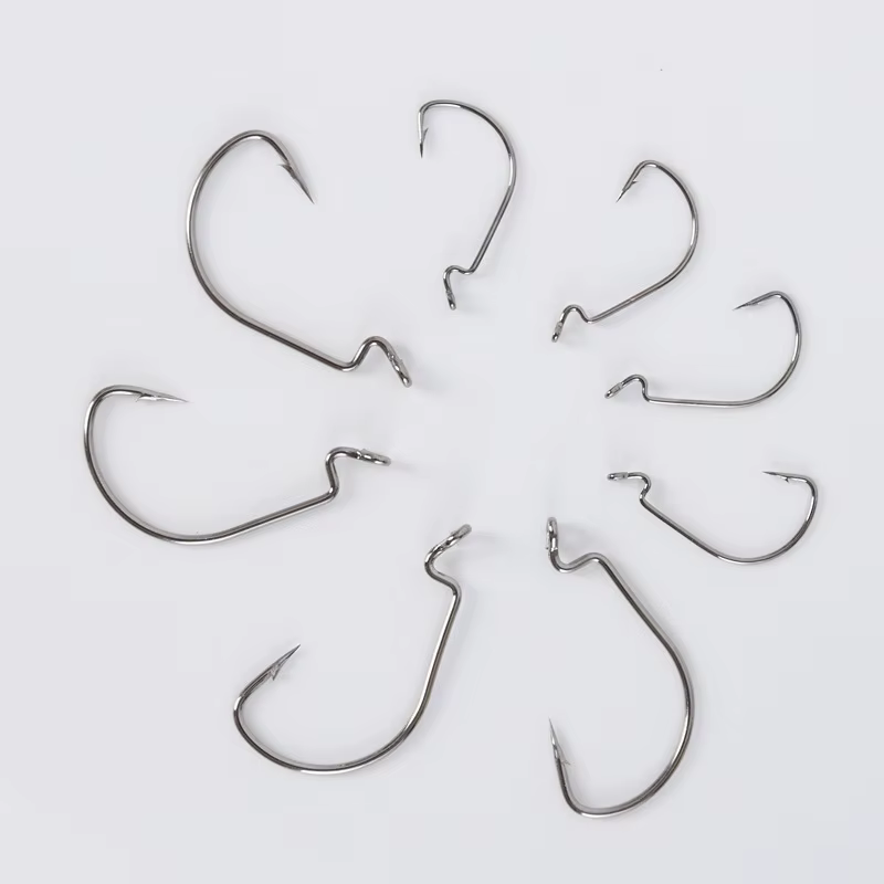 Anzuelos offset vientre ancho para vinilo – acero al carbono 1/0 a 8/0