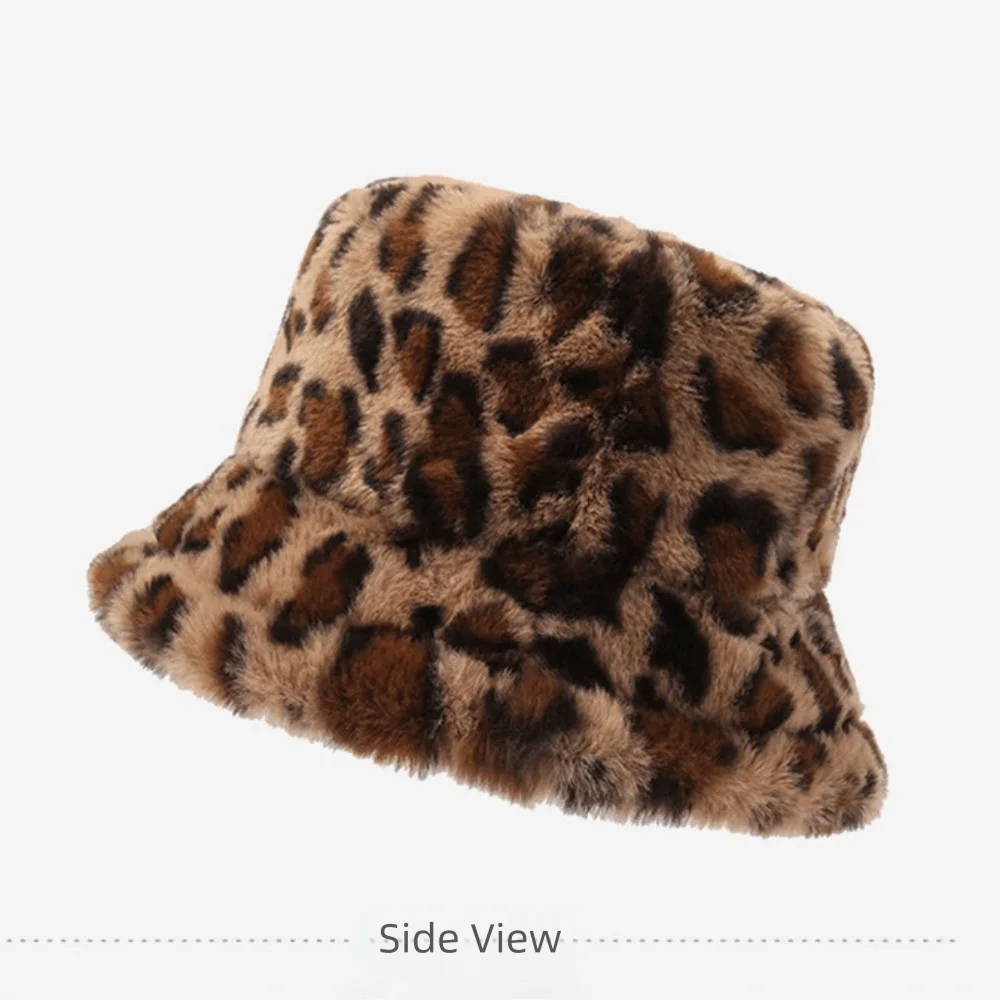 Sombrero de pescador estampado leopardo – Cálido y suave para mujer - imagen 5
