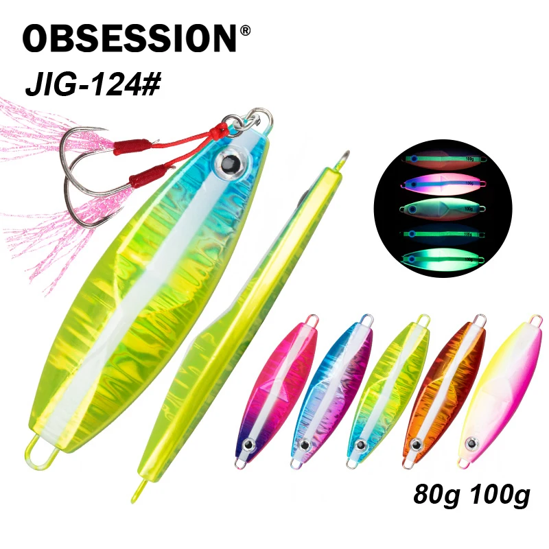 Señuelo jigging Obsession J124 hundimiento rápido con rayas UV