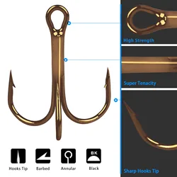 Anzuelos triples redondos de acero alto carbono FREE FISHER – lubina