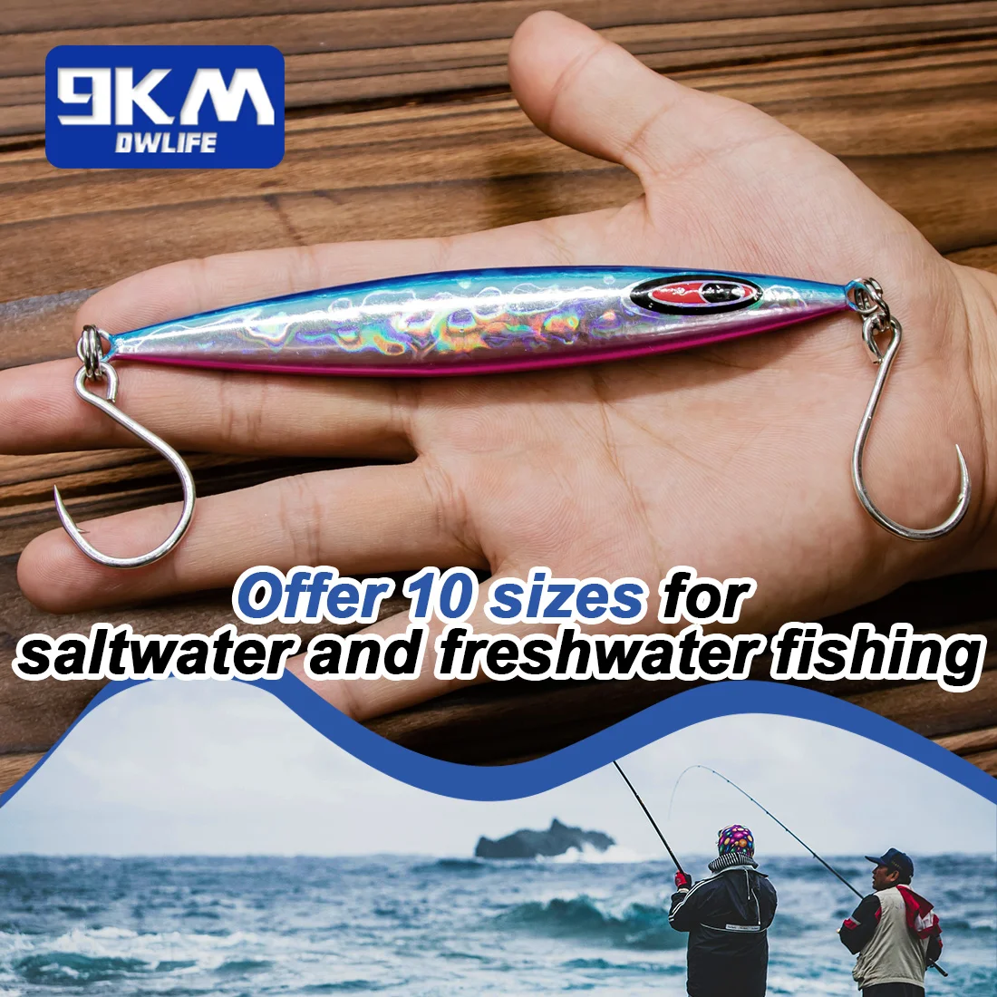 Pack de 25 anzuelos 9KM con múltiples tamaños para pesca con señuelos