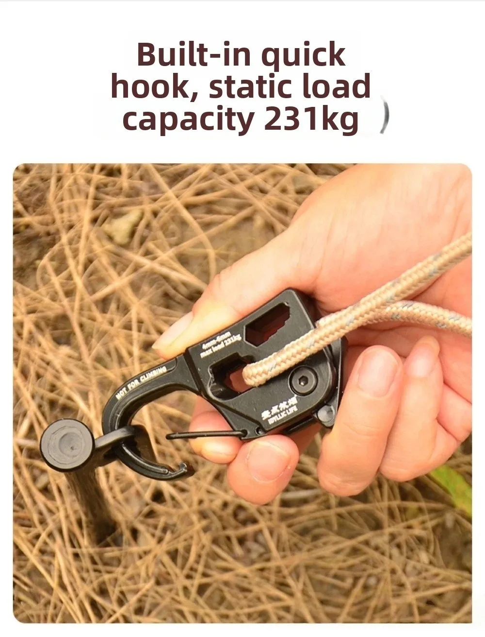 Ideal para tensar guylines y líneas de lona