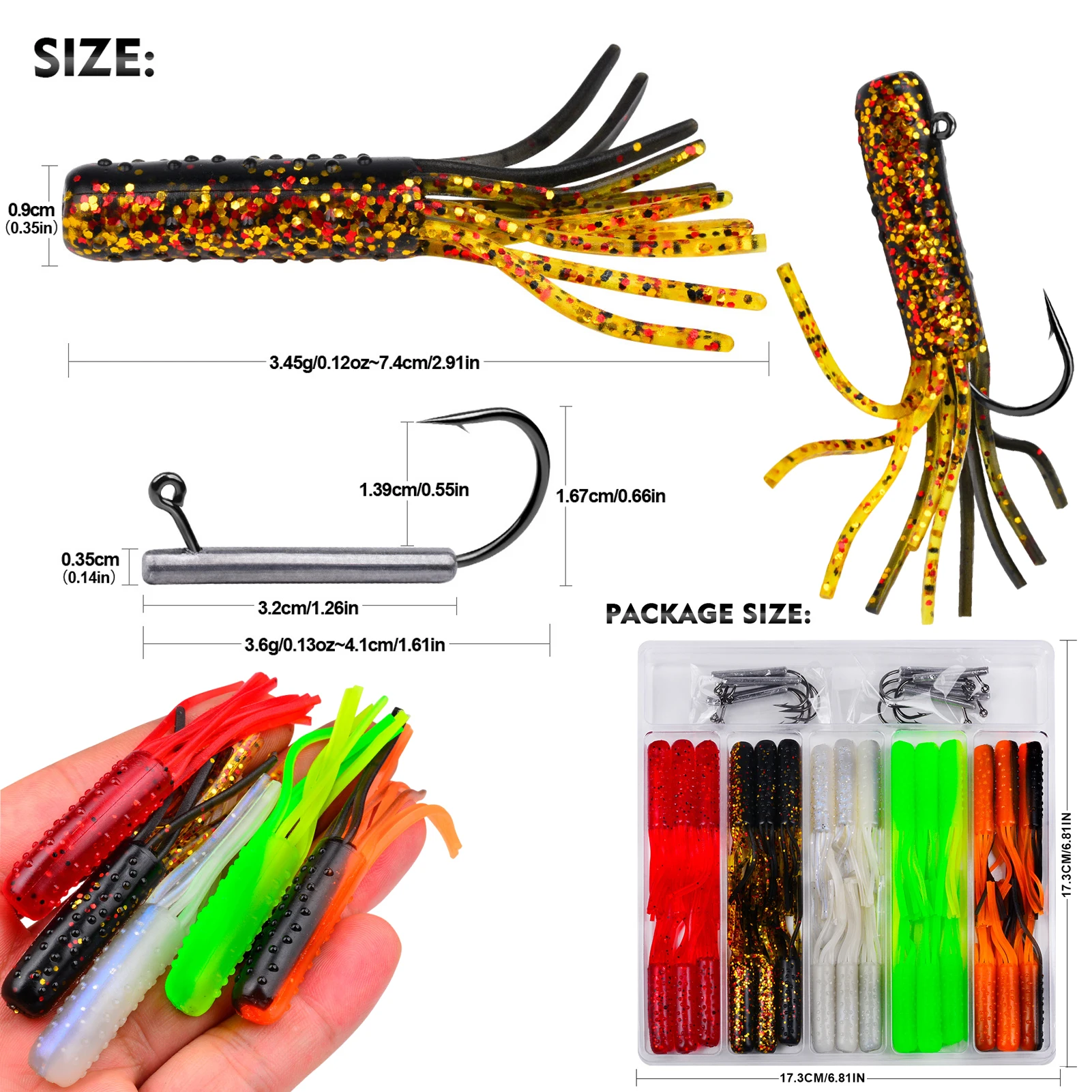Free Fisher señuelos de tubo con anzuelos jig – gusano blando - imagen 2