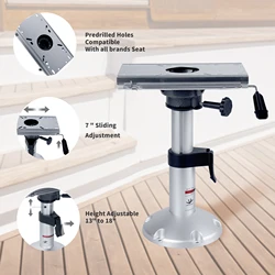Pedestal para asiento de barco de aluminio ajustable con cerradura