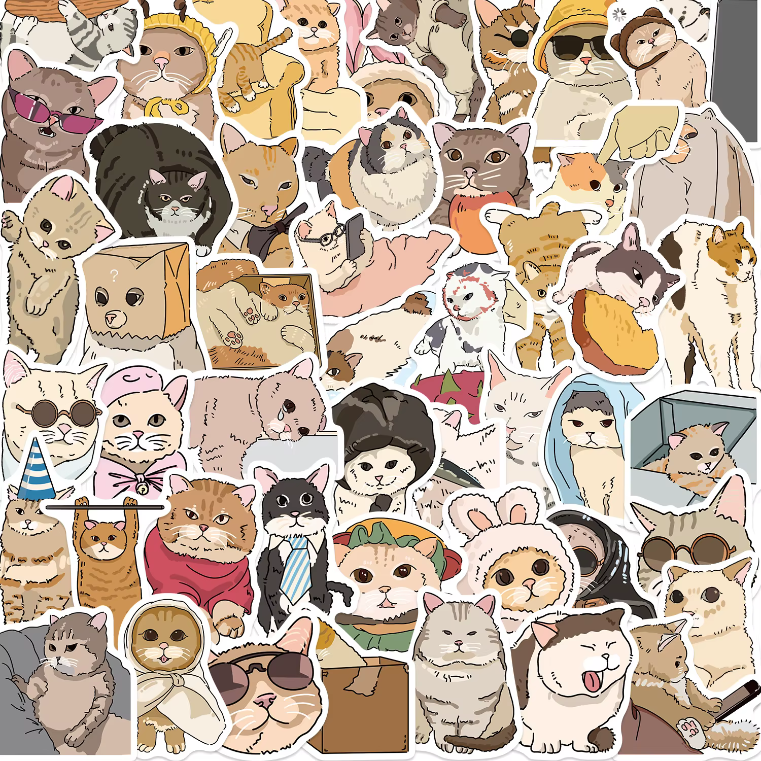 Pack de pegatinas de gatos multicolores