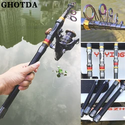 Caña telescópica de carbono GHOTDA con carrete – 1,8 a 3,6 m