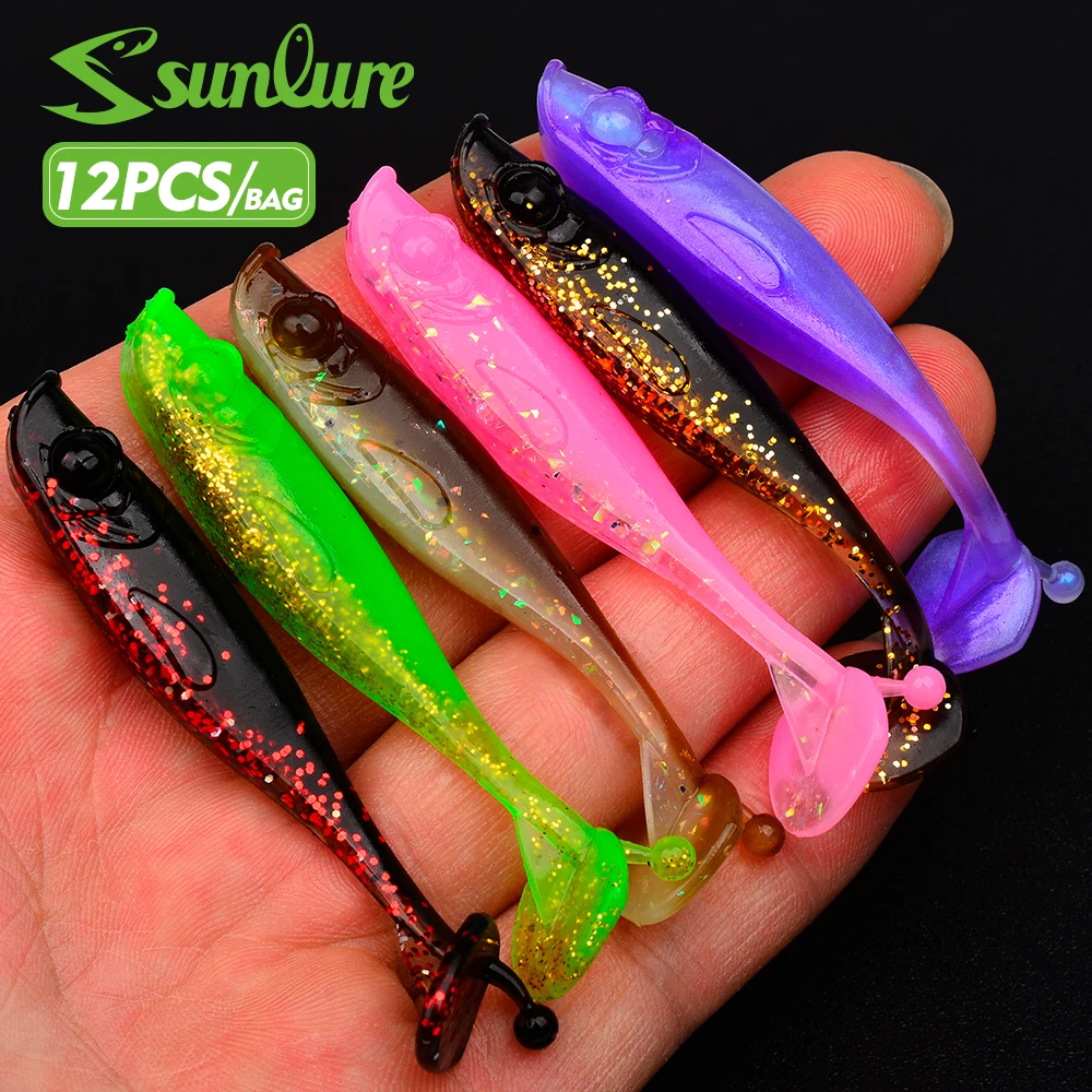 Señuelo de silicona cola en T Sunlure realista para salmón