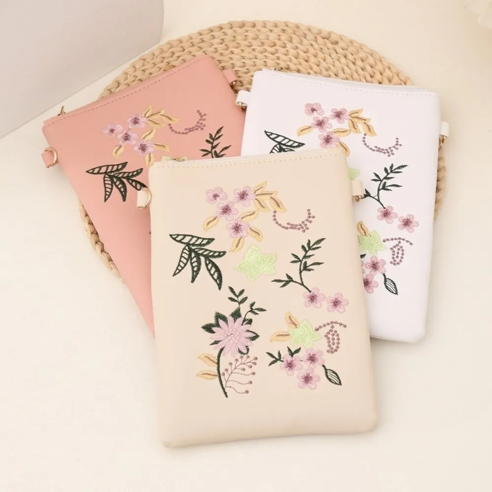 Bolso bandolera teléfono flores bordadas con correa ajustable - imagen 4