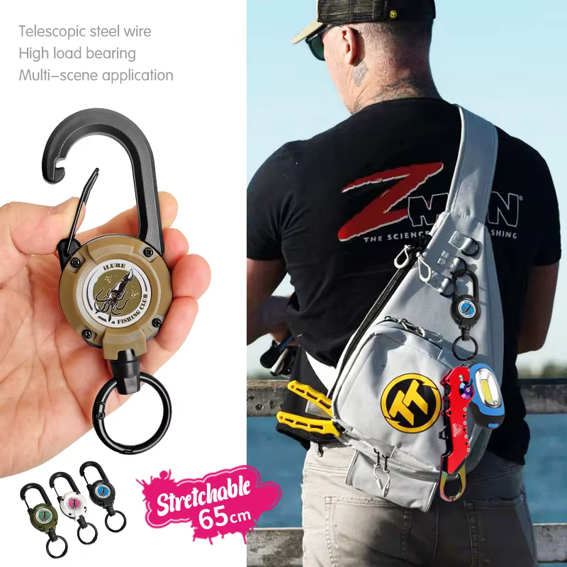 Mosquetón Retráctil con Cable de Acero – Antipérdida para Pesca - imagen 5