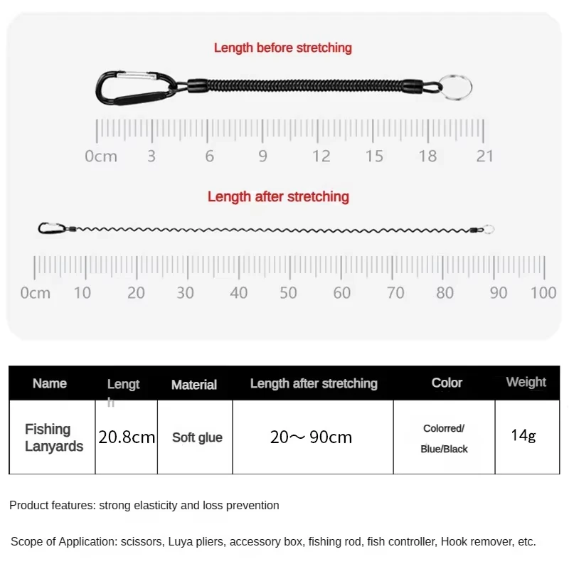Cuerda elástica pesca con hebilla antipérdida – Llavero móvil - imagen 3