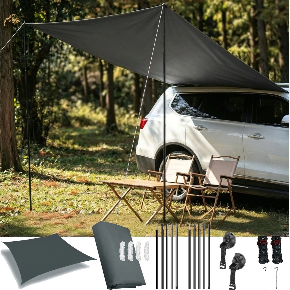Toldo impermeable anti-UV para coche con postes de aluminio - imagen 2
