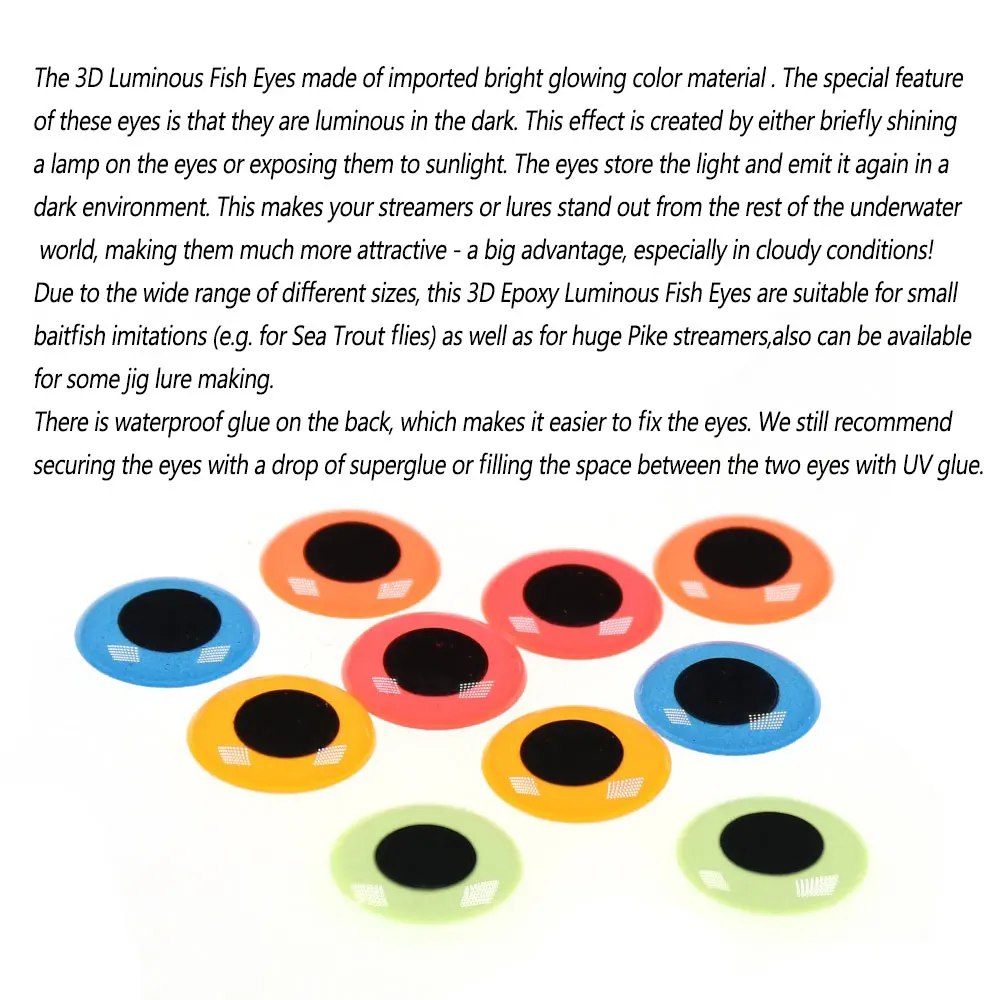 Bimoo Epoxi Luminoso Ojos 3D – Material Moscas Streamer Agua Salada - imagen 5