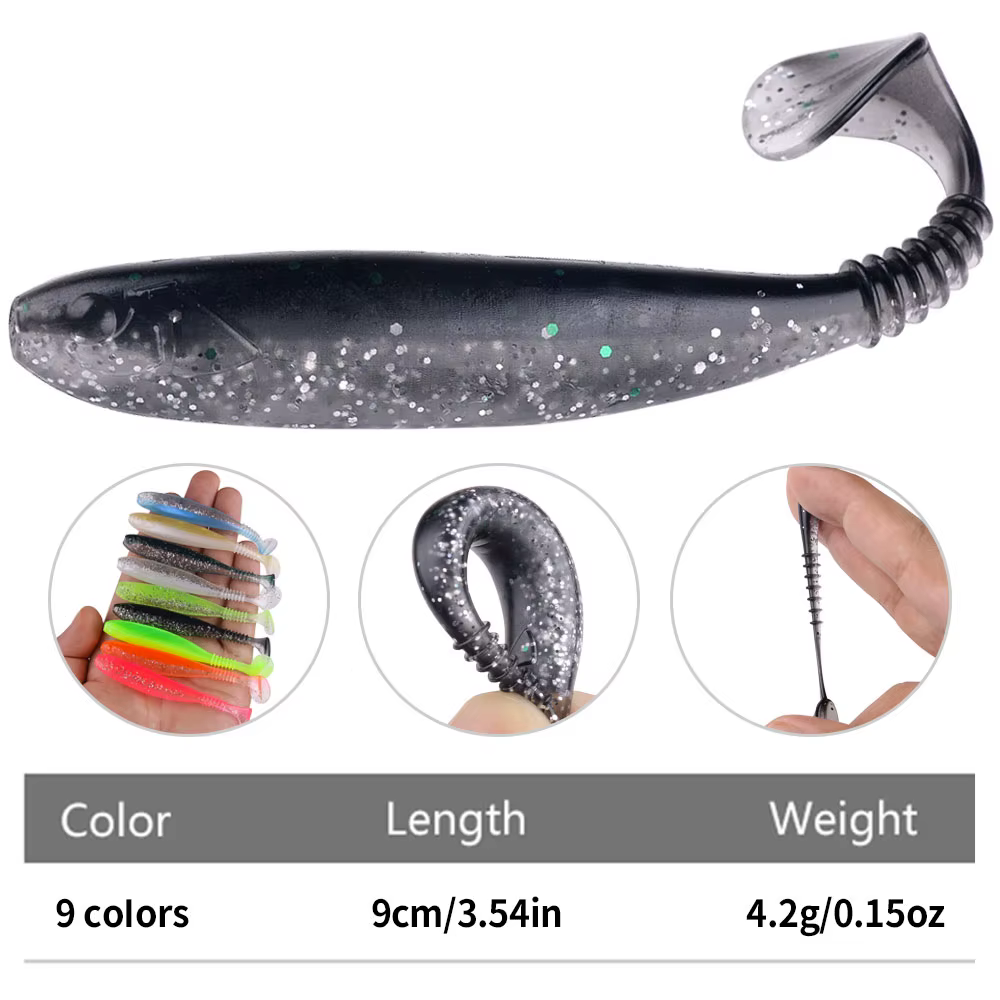 Hengjia Vinilo Swimbait Cola en T Silicona para Carpa Lubina Lucio - imagen 2