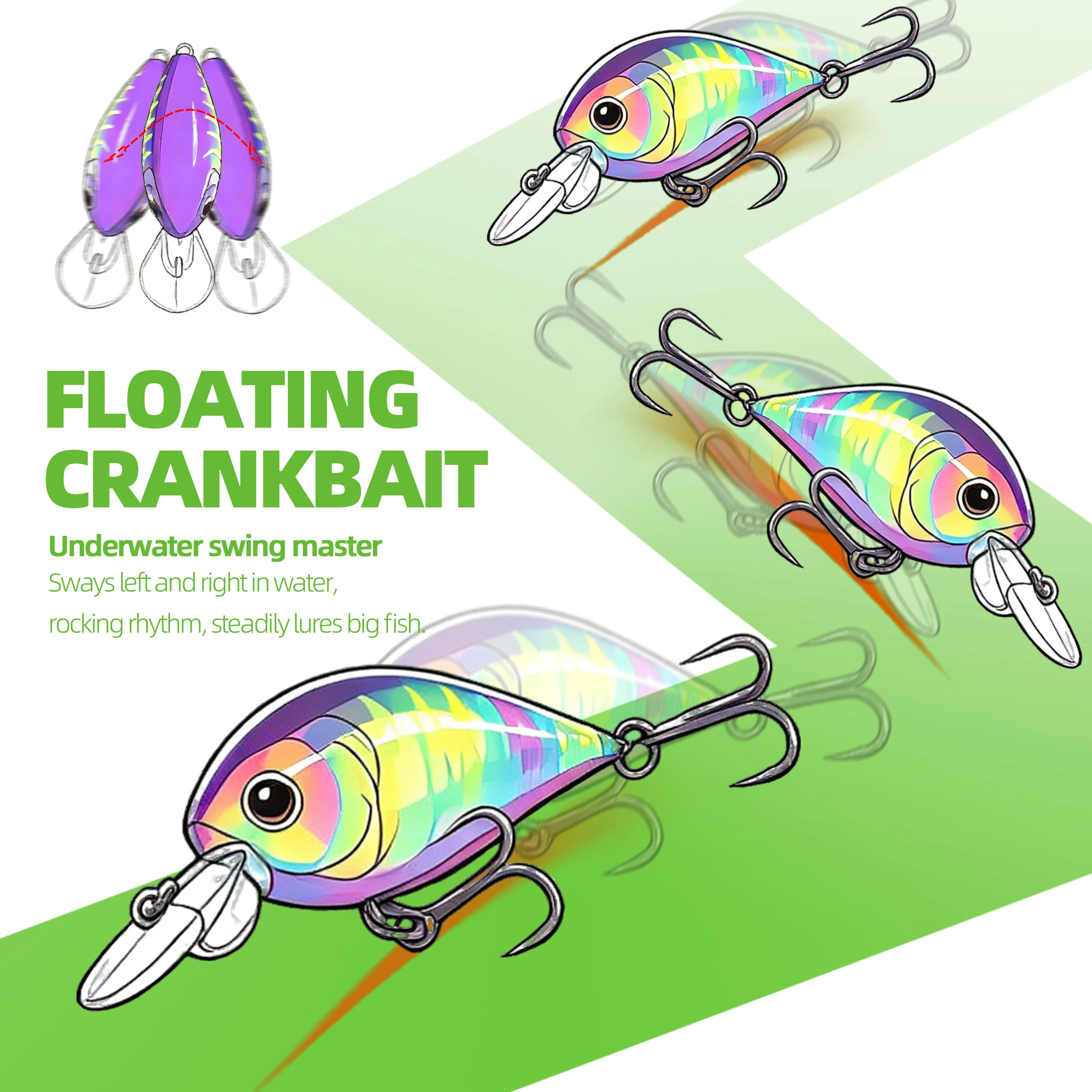 LETOYO Mini Crankbait flotante – Señuelo duro para lucio y trucha - imagen 5