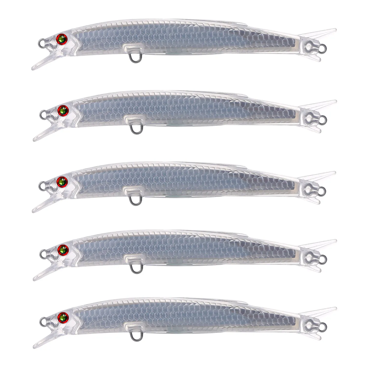 FREE FISHER señuelo pez largo láser transparente en blanco - imagen 4