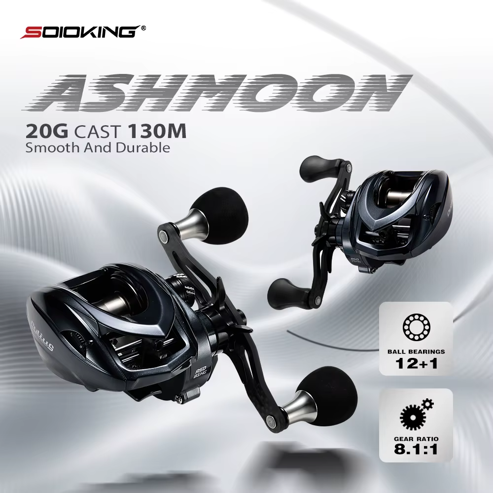 Carrete BFS ultraligero ASHMOON – Lanzamiento largo, manivela carbono - imagen 2