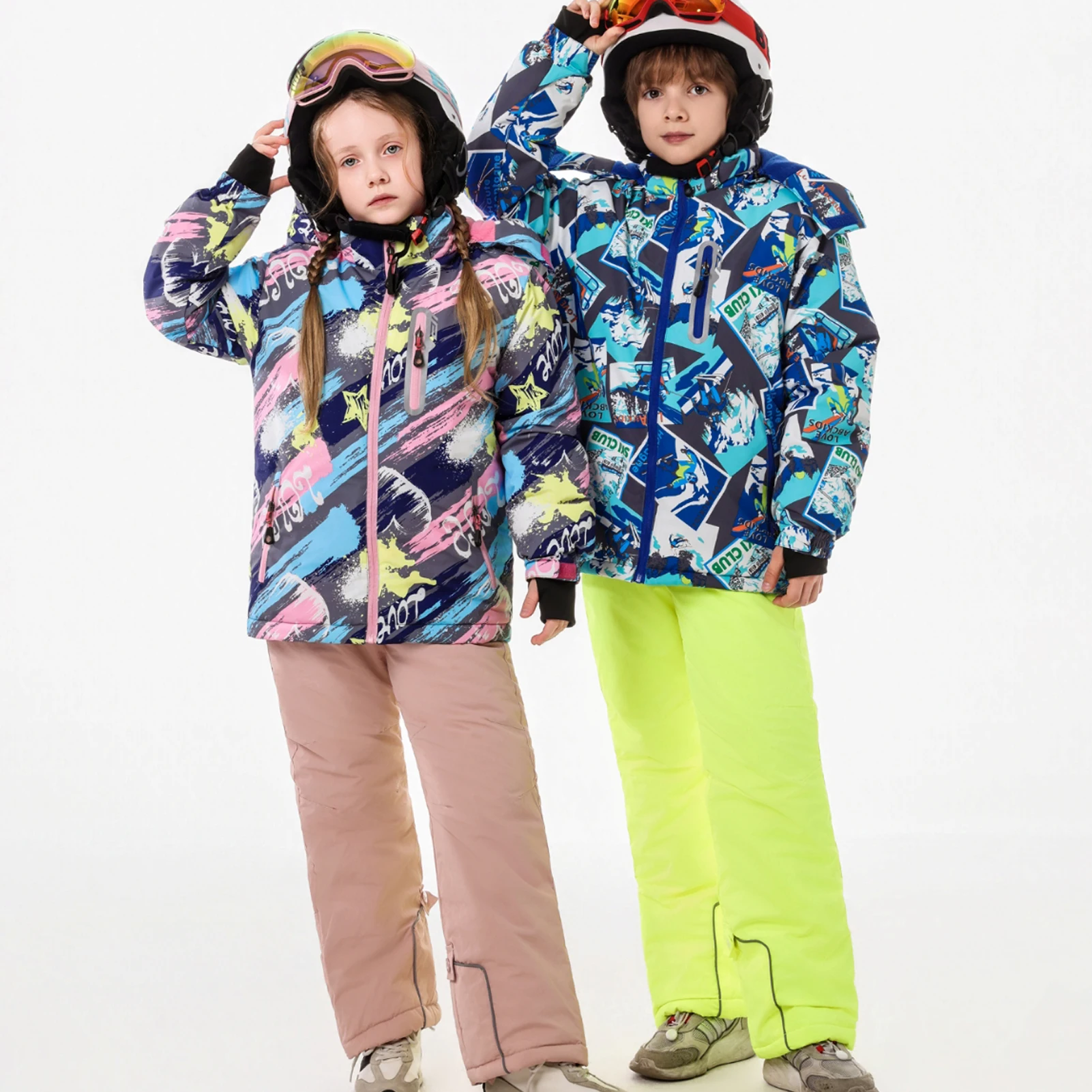 Traje de nieve impermeable para niños con capucha y tejido cálido - imagen 2