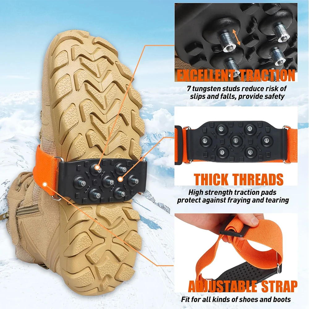 Crampones antideslizantes nieve con puntas de wolframio y correas - imagen 4