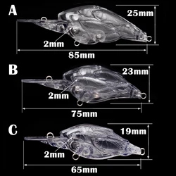 FREE FISHRE Crankbait transparente sin pintar para bricolaje