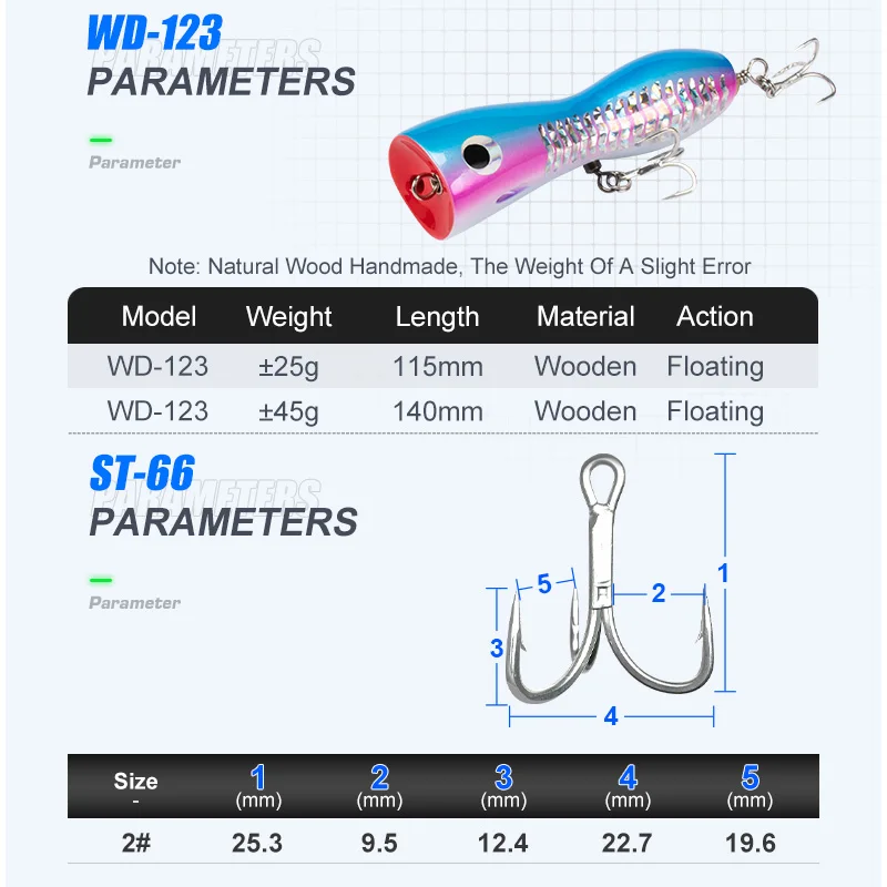 Señuelo trolling popper madera Obsession WD123 – Tipo superficie - imagen 4