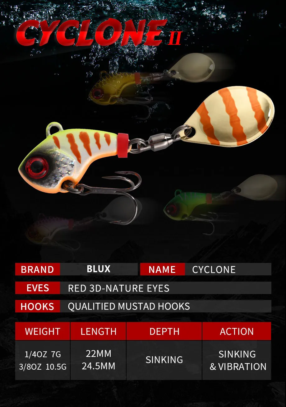 Set completo de señuelos BLUX CYCLONE Tail Spinner en 7g, 11g y 21g