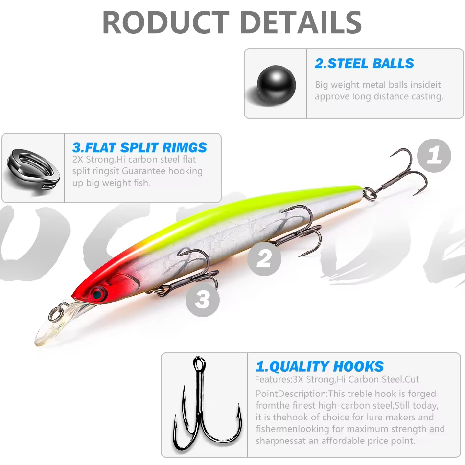 MOOKZZ Minnow: Señuelo de pesca duro 13 cm, 22 g - novedad 2023 - imagen 3