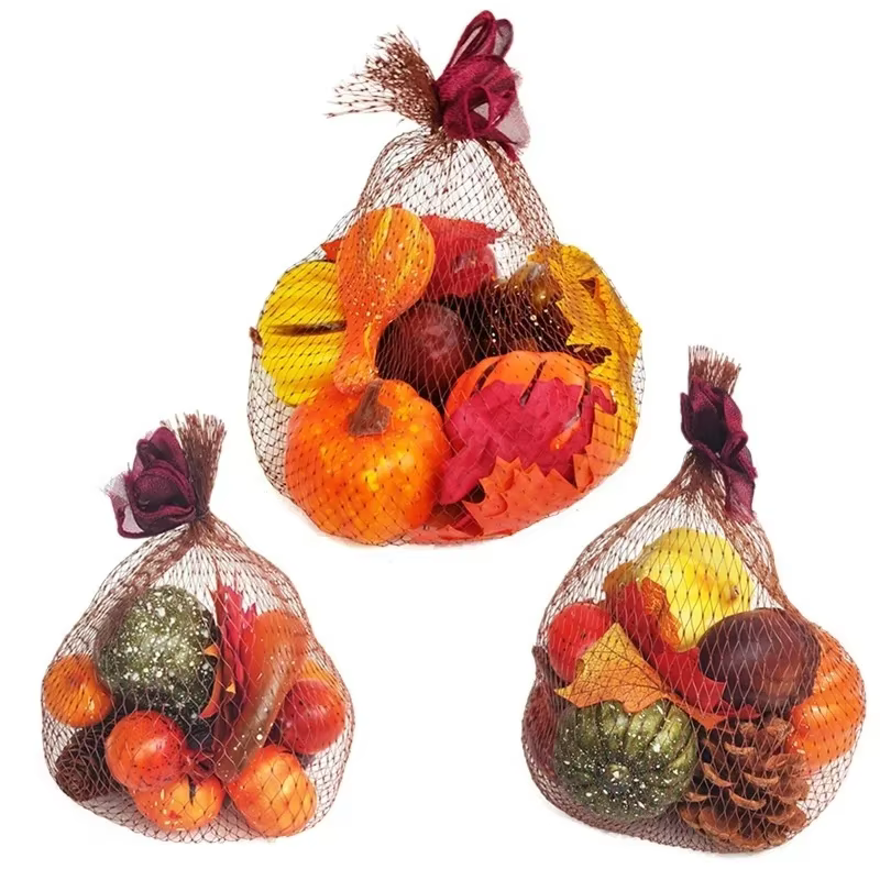 Adornos Frutas Artificiales para Decoración – Calabaza, Piña y Hojas - imagen 2