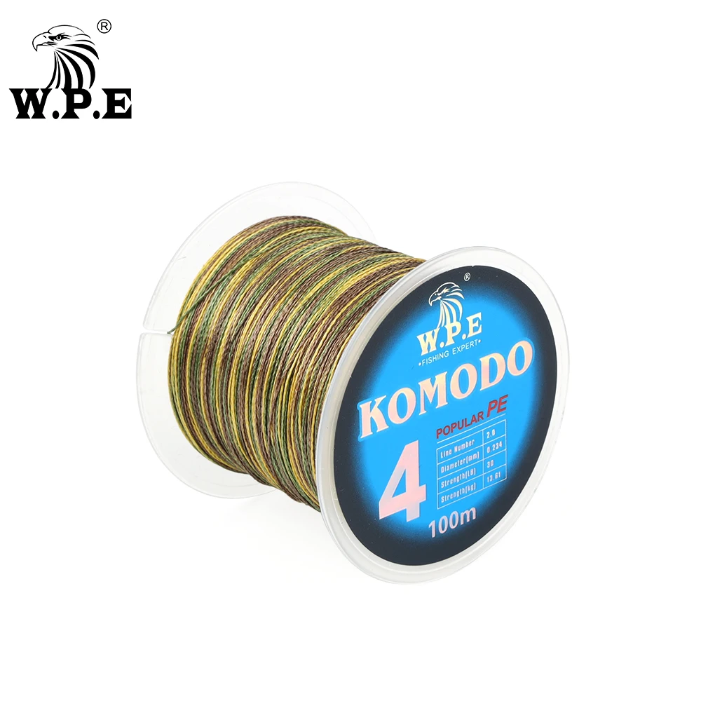 W.P.E KOMODO línea trenzada cuatro hebras resistente para hundimiento
