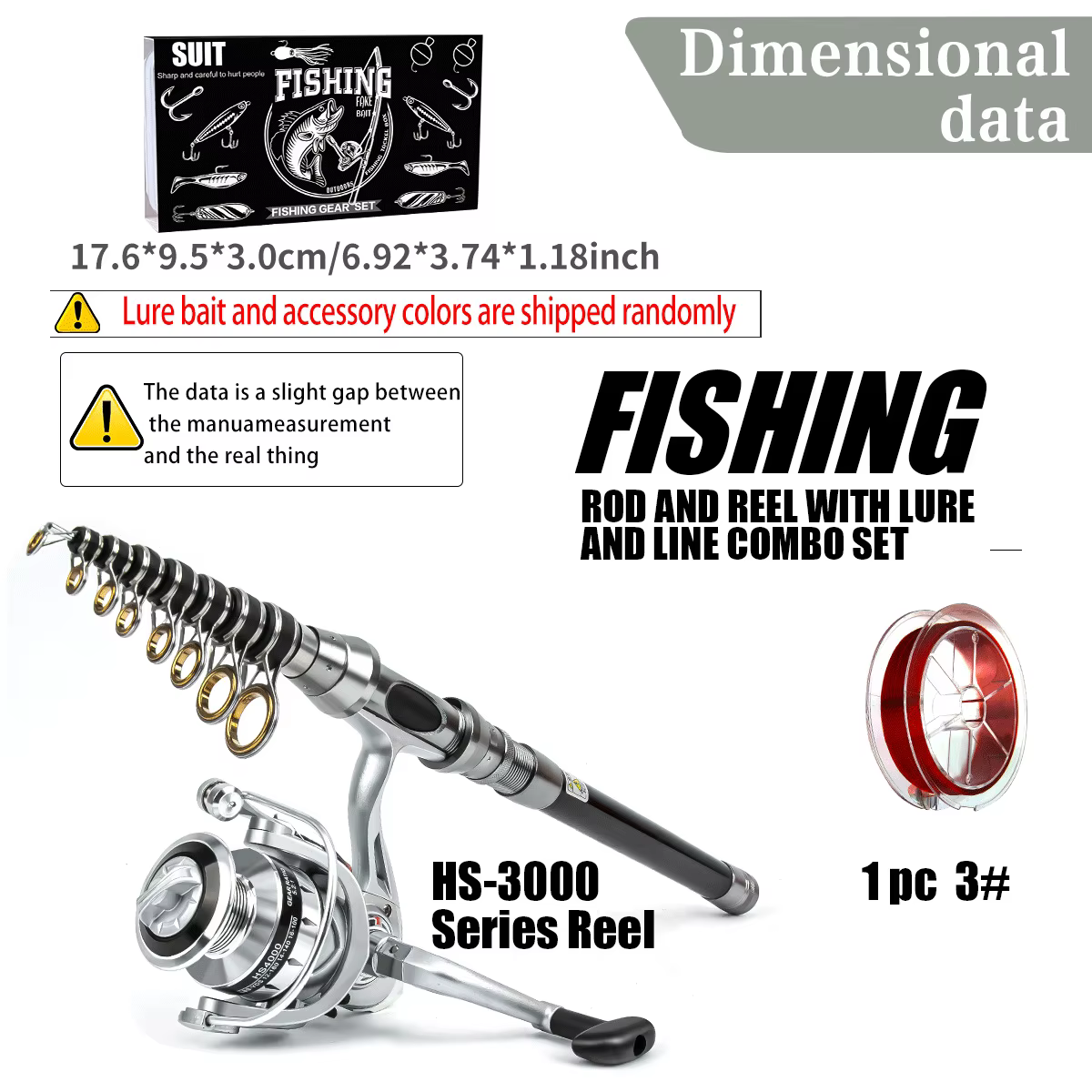 Caña Spinning Luya + Carrete Pesca Mar – Combo para Lanzamiento
