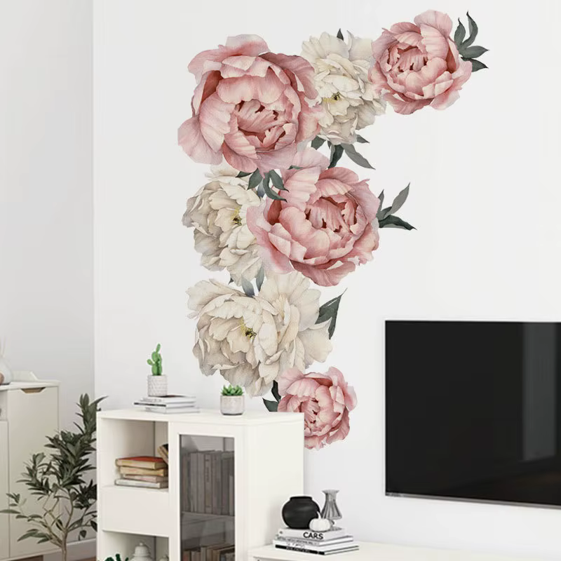 Pintura decorativa 3D de flores de peonía para pared y salón - imagen 4