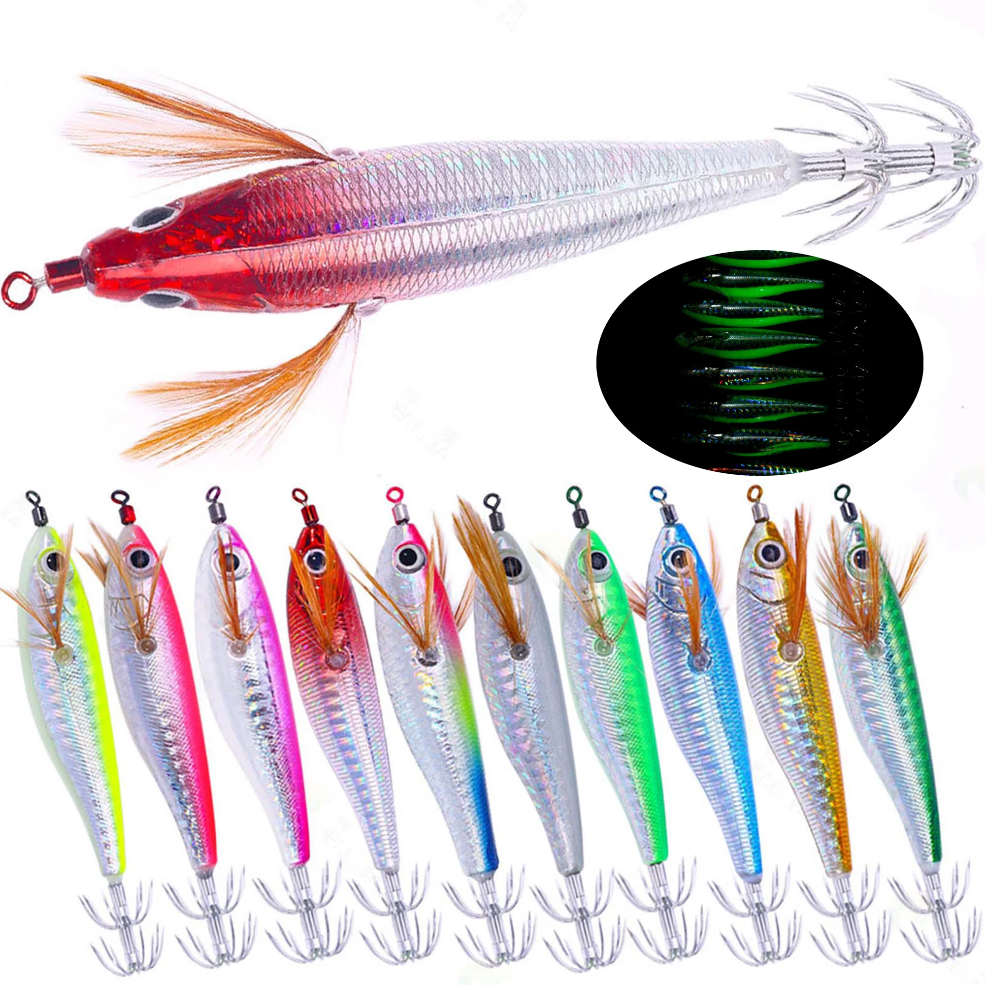 Plantillas calamar jig head luminosas Fisher para pesca en mar - imagen 2