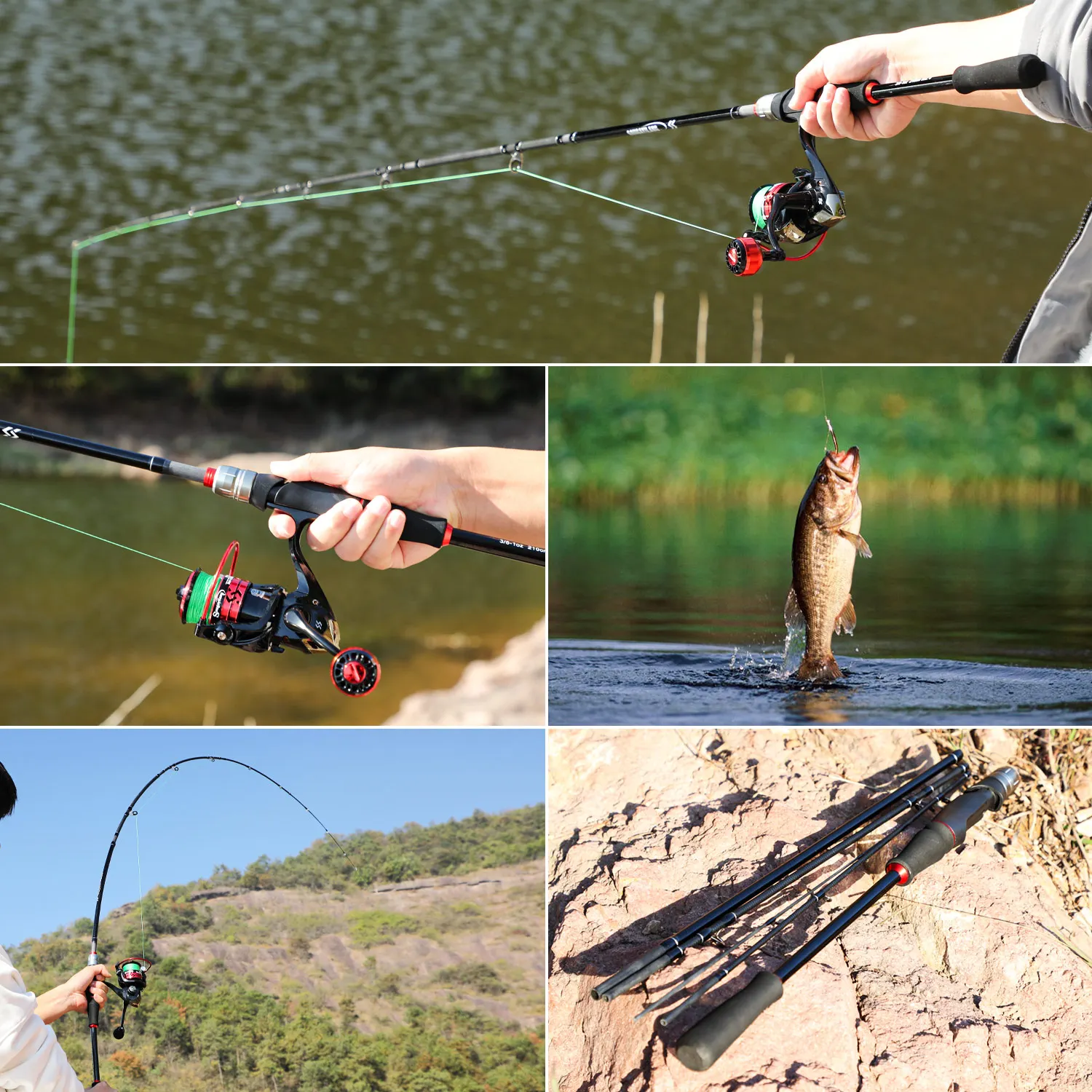 Sougayilang Caña de pesca viaje carbono – Spinning 2,1m acción M - imagen 5