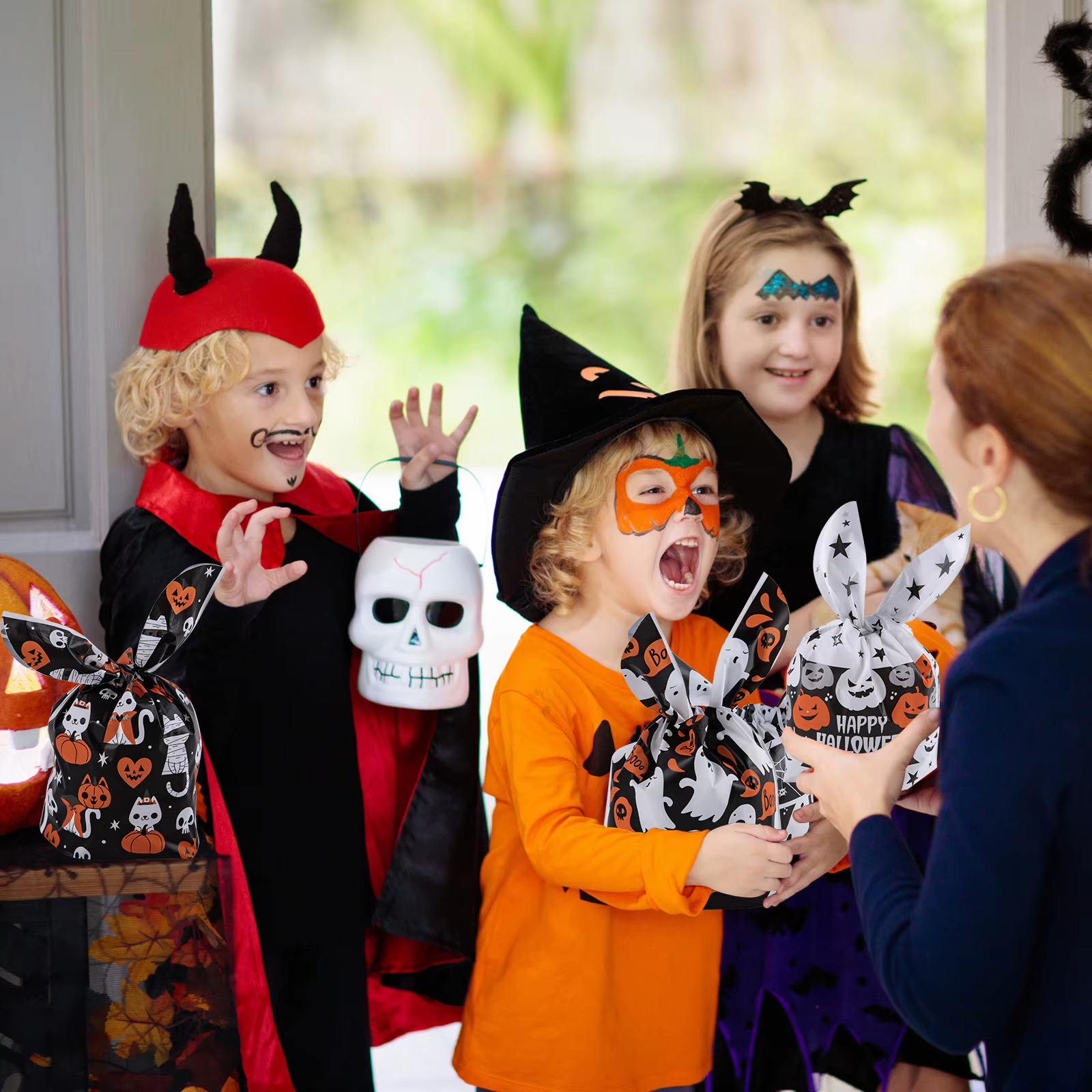 Bolsas de Regalo Halloween Conejo – Diseño Calabaza, Murciélago y Calavera - imagen 3