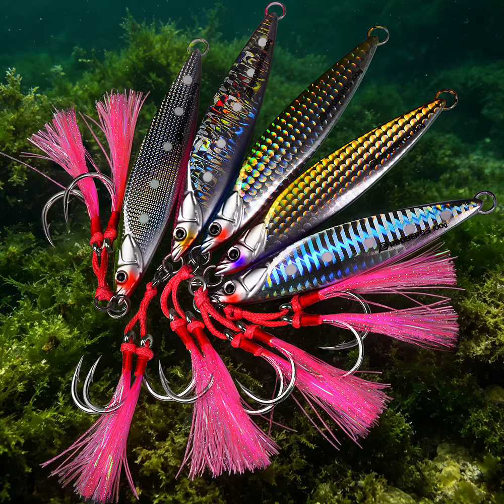 Jig Metálico Pro 40-100g con Pluma Luminosa – Lubina - imagen 3