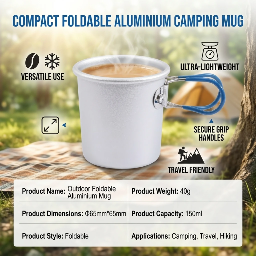 Taza plegable de aluminio con doble pared aislante – verde - imagen 2
