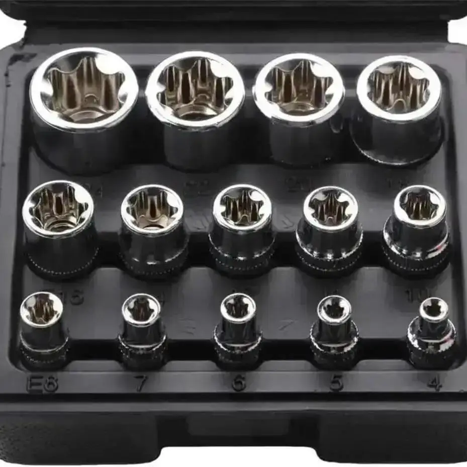 Juego de llaves Torx externas Star con vasos y portaherramientas