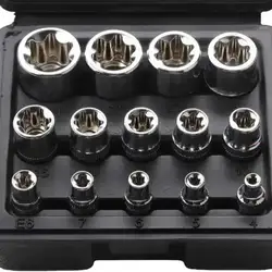 Juego de llaves Torx externas Star con vasos y portaherramientas