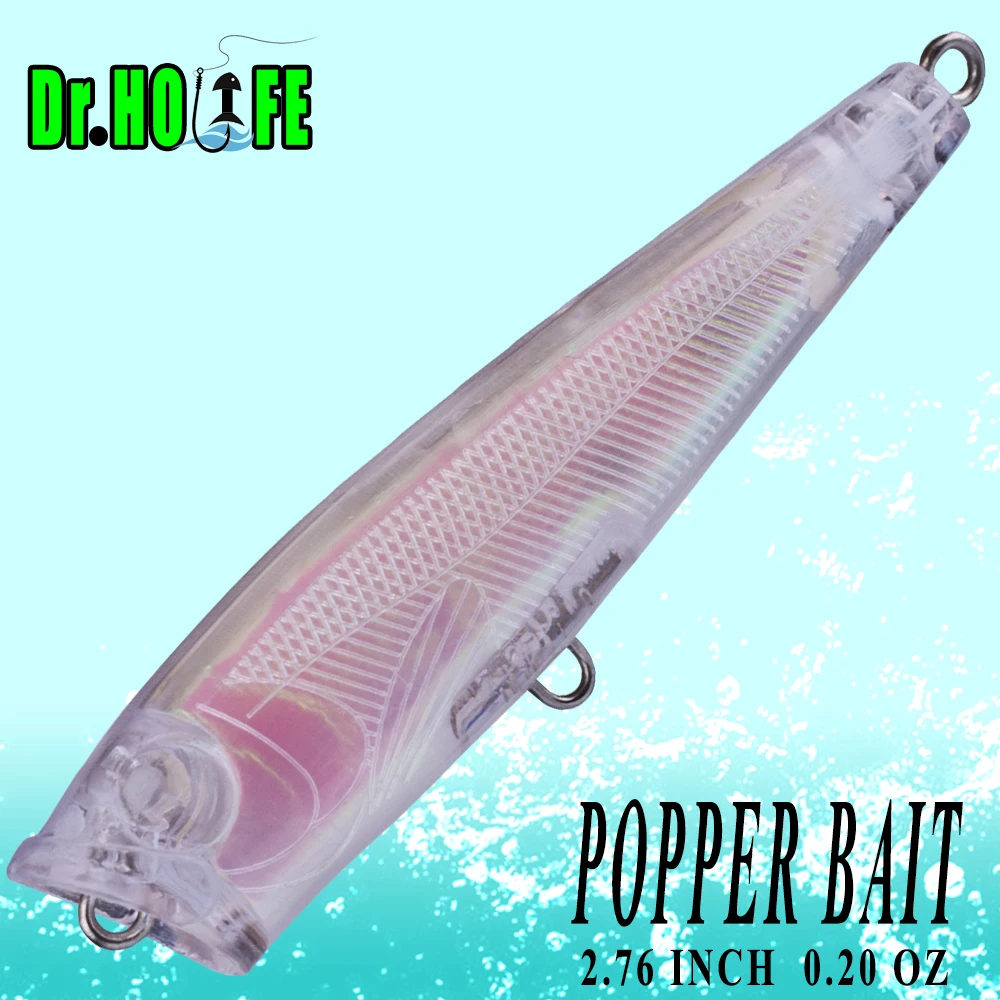 Señuelos Popper Dr.Holife sin pintar con lámina interior