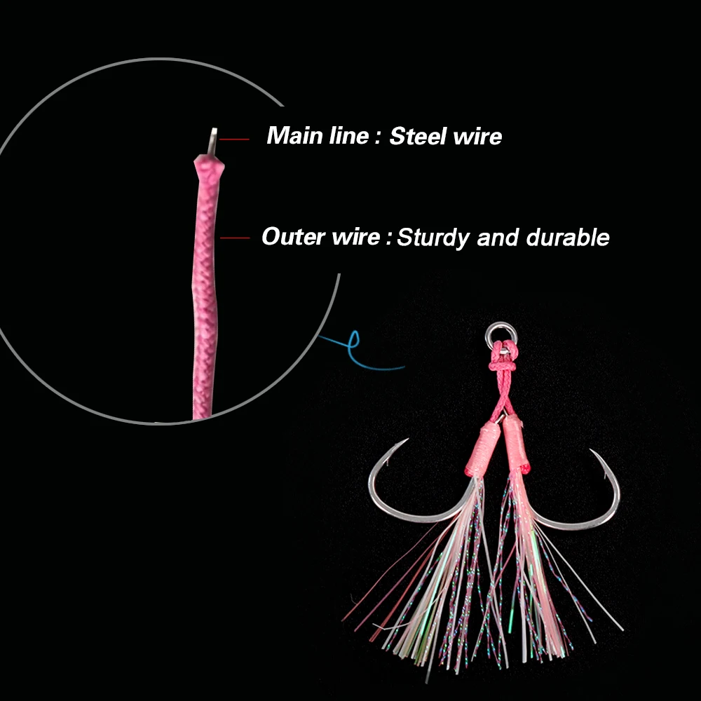 Anzuelos dobles TOLU con púas, hilo y plumas – para jigging lento - imagen 2