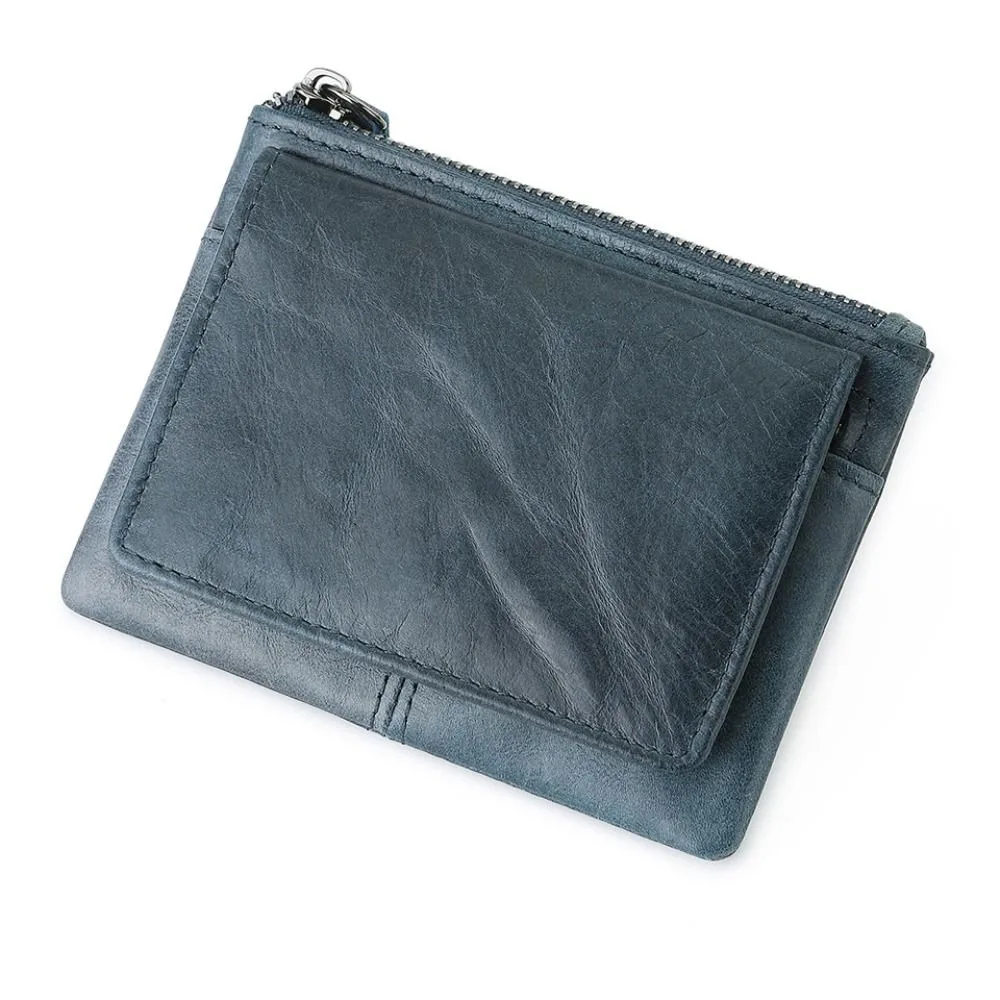 Cartera RFID corta de cuero genuino con protección y varias ranuras - imagen 4