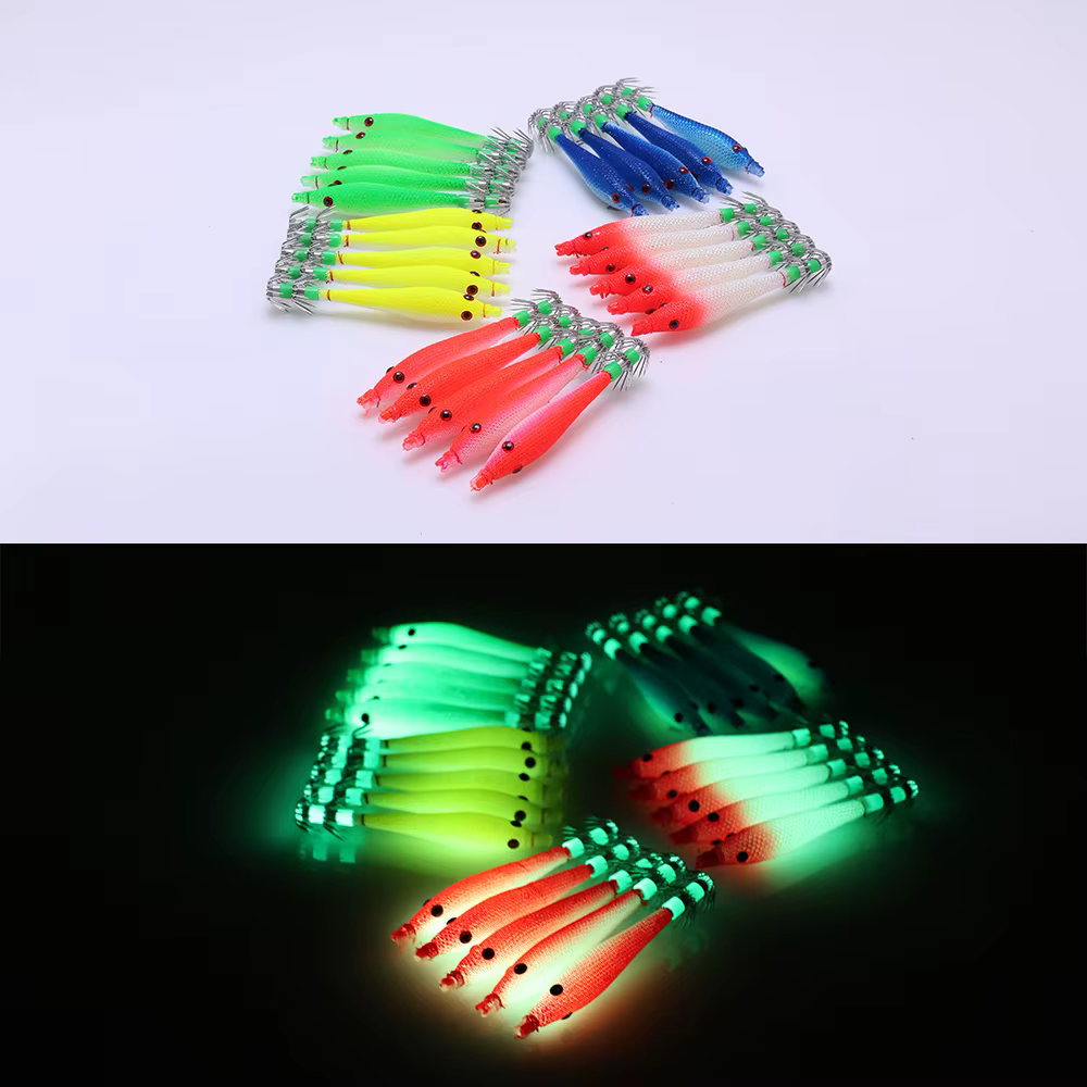 Señuelo Luminoso Vinilo estilo Camarón – Anzuelo Verde para Calamares y Pulpos - imagen 2
