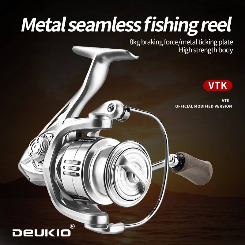 DEUKIO Carrete Spinning 5.2:1 8kg Drag 3+1BB CNC EVA