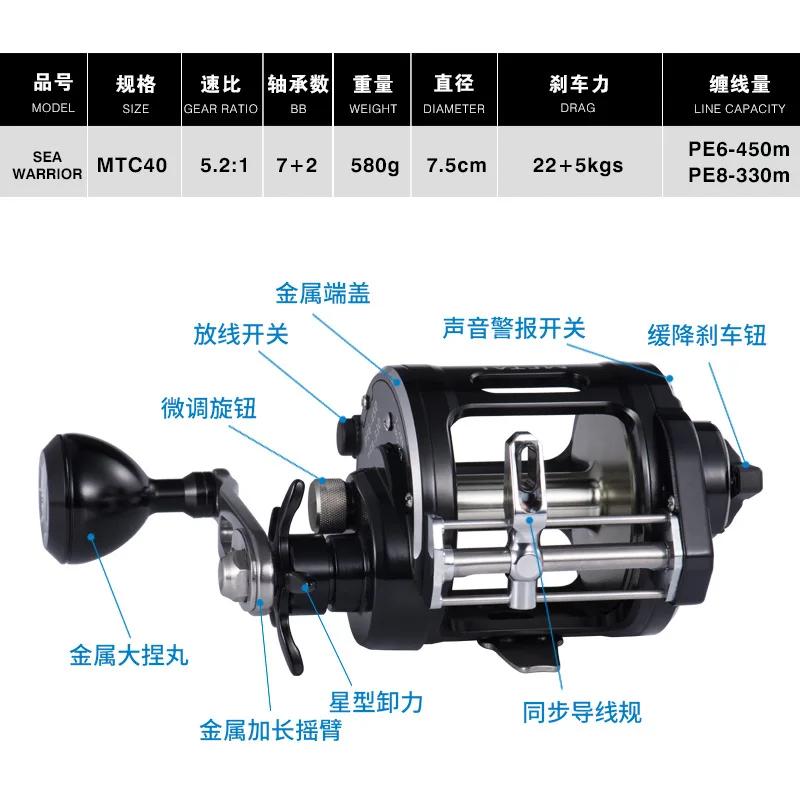 Carrete Lurekiller Metal Drum Ship MTC40 para pesca con freno - imagen 3