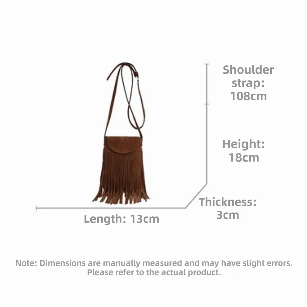 Bolso bandolera PU con borlas y cierre magnético, ante cuadrado - imagen 5