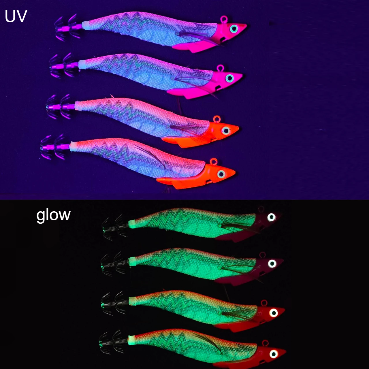 Señuelo Egi calamar horizontal con simulación UV de camarón - imagen 3