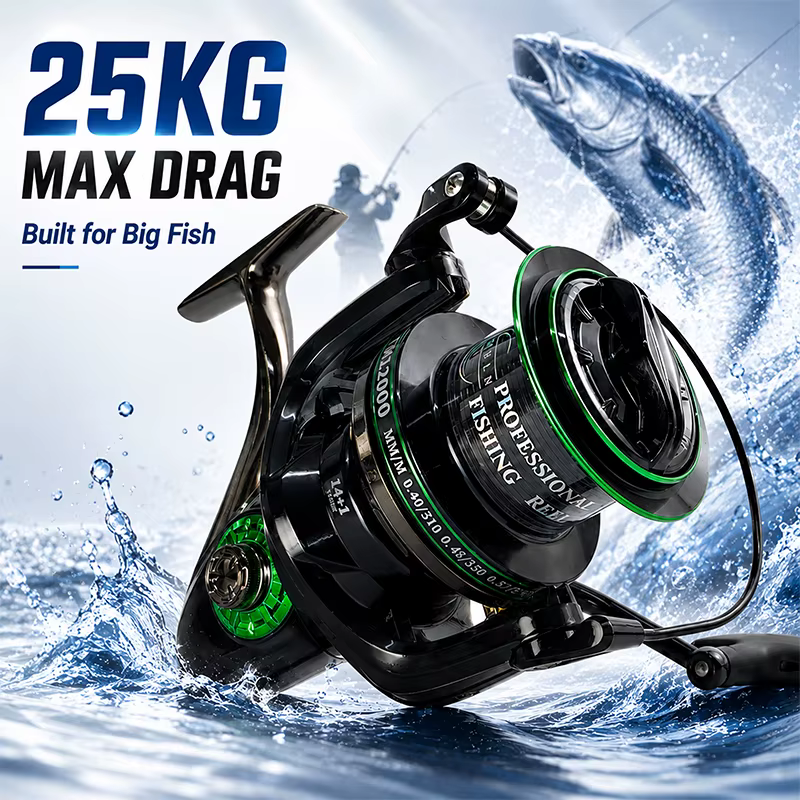 Carrete Spinning MBLN TM 25kg arrastre - Lanzamiento largo para pesca - imagen 5
