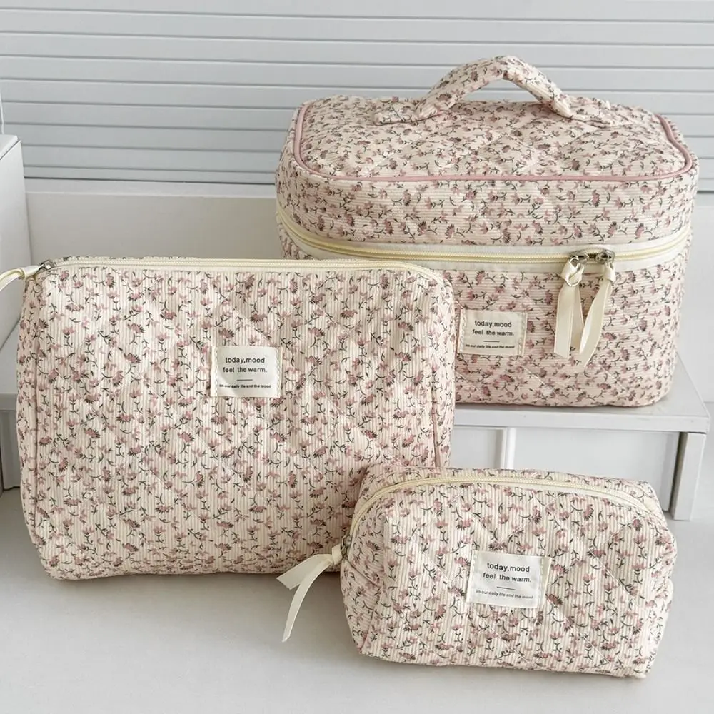 Neceser de maquillaje floral con cremallera y gran capacidad - imagen 3