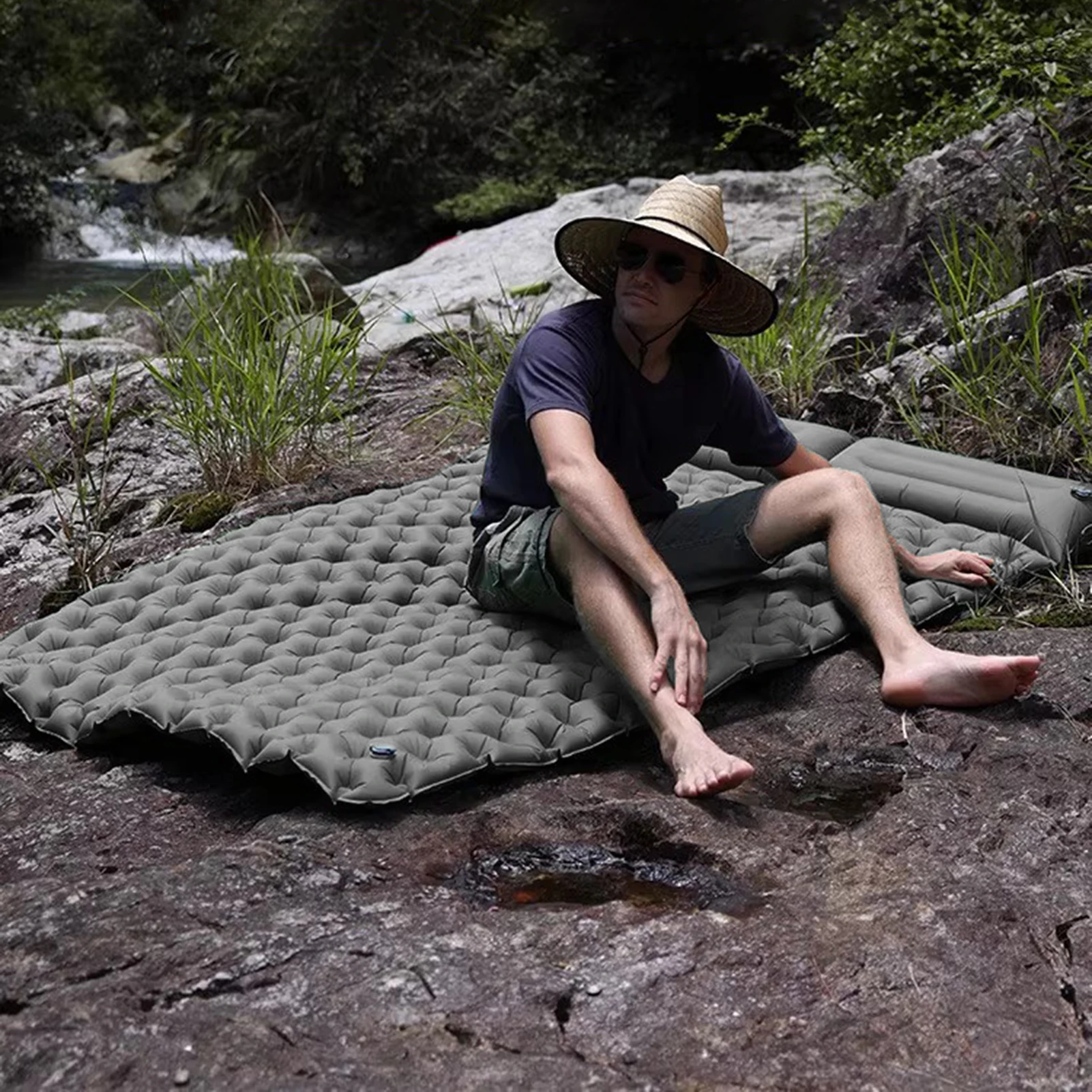 Colchoneta inflable TPU para acampada suave doble, a prueba de humedad - imagen 5